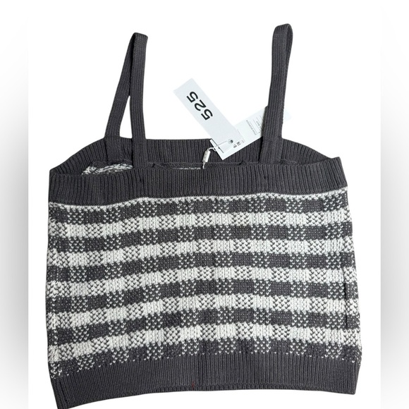 NWT 525 Gray & White Checkered Knit Cami Tank Top Size Small sweater tank - Picture 2 of 4